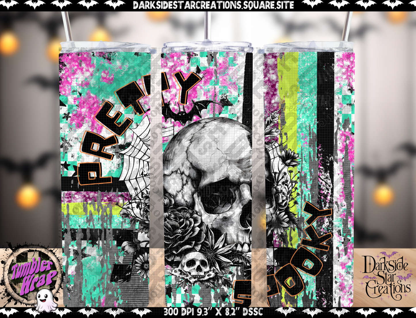 Pretty Spooky Tumbler Wrap Design PNG | 300 DPI | Tumbler Wrap | PNG | Digital Files Only (1)