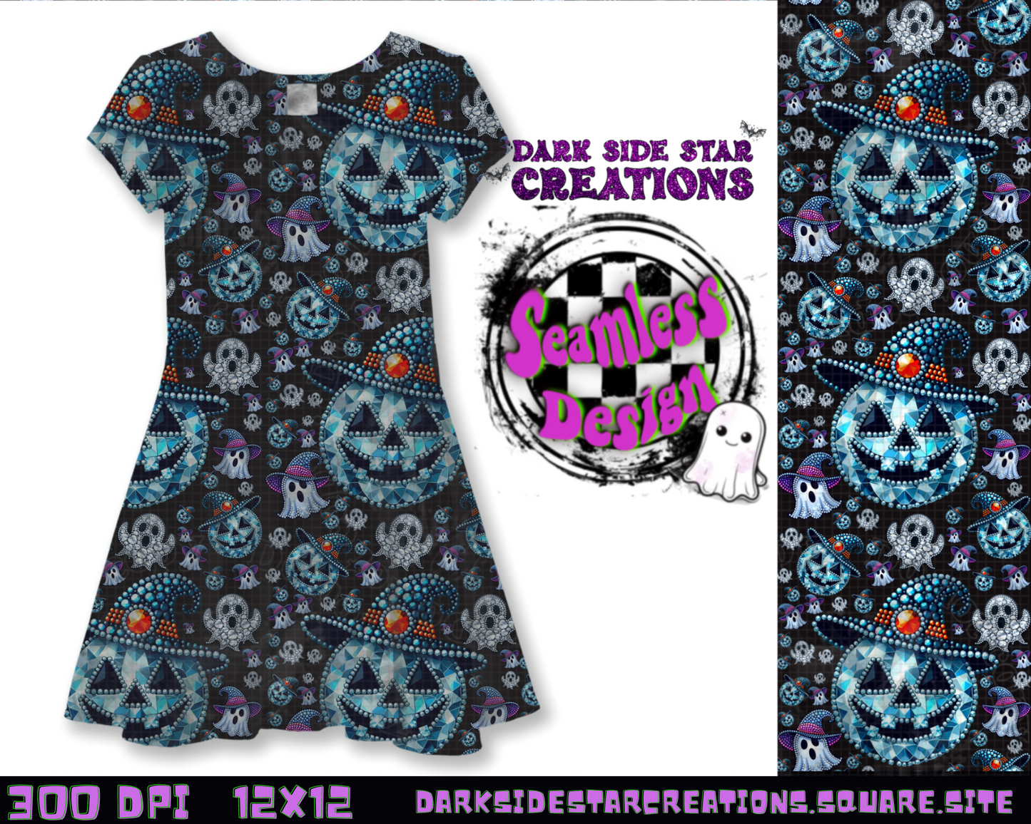 Boo-gie Bling Seamless Design PNG | 300 DPI | 12X12 | Seamless | PNG | Digital Files Only (2 Sizes Included))