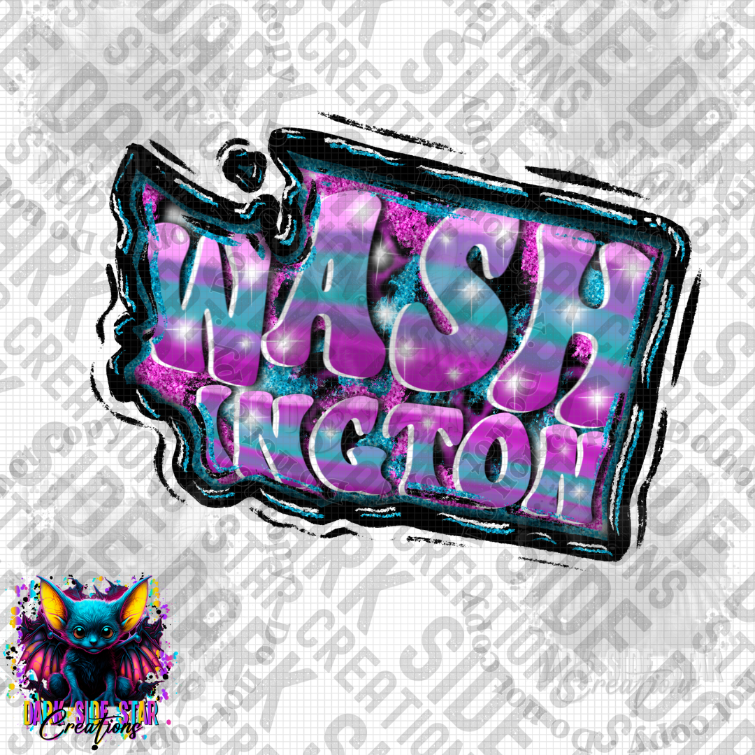 Funky Color Washington State Shape PNG | 300 DPI | PNG | Digital Files Only (1)