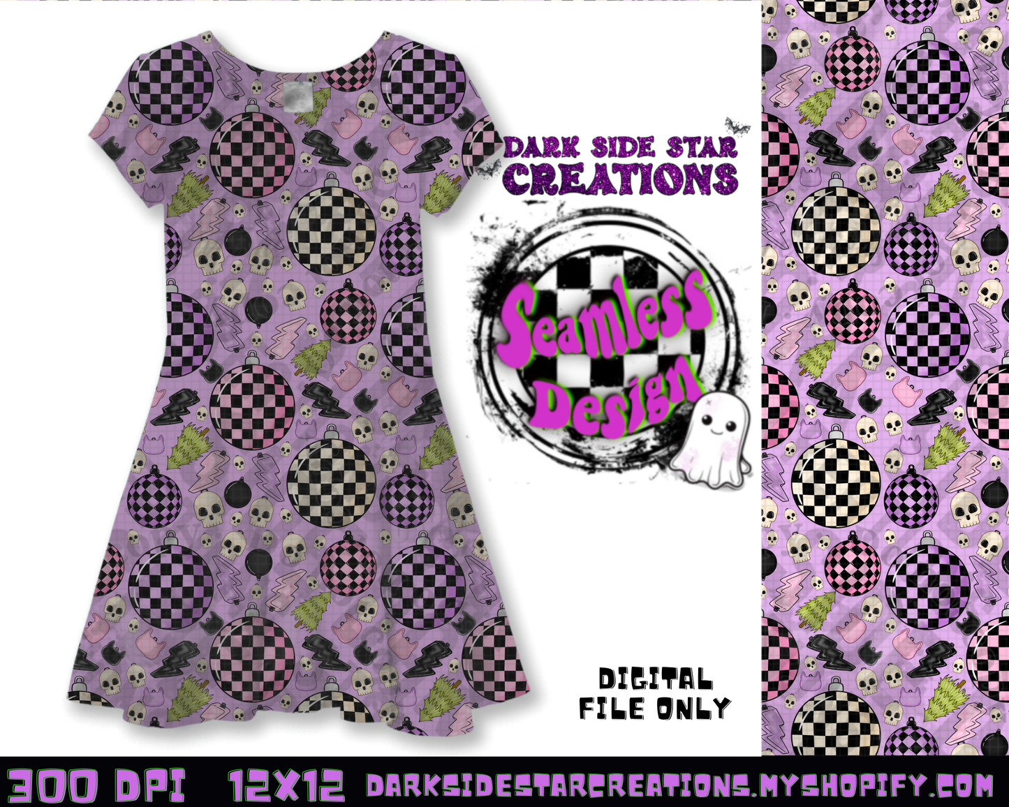 Emo Christmas Seamless Lavender Designs PNG | 300 DPI | 12X12 | Seamless | PNG | Digital Files Only ( 3 Sizes Included)