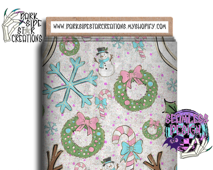 Pastel Snowman Seamless Design PNG | 300 DPI | 12X12 | Seamless | PNG | Digital Files Only (1)