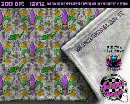 Skellie Mardi Gras Transparent Seamless Design PNG | 300 DPI | 12X12 | Seamless | PNG | Digital Files Only (1)