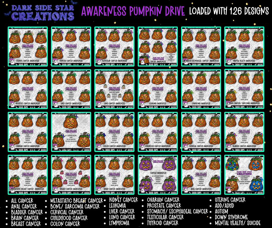 Spooky Halloween Awareness Pumpkins Drive PNG Digital Files Only 300DPI