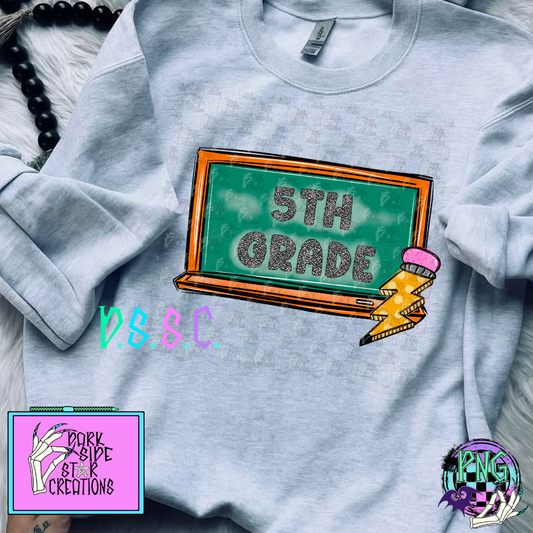 Back To School Chalkboard 5th Grade Only PNG | 300 DPI | PNG | Digital Files Only