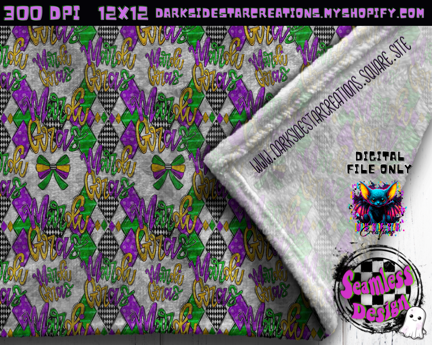 Mardi Gras Seamless  Transparent Design PNG | 300 DPI | 12X12 | Seamless | PNG | Digital Files Only (1)