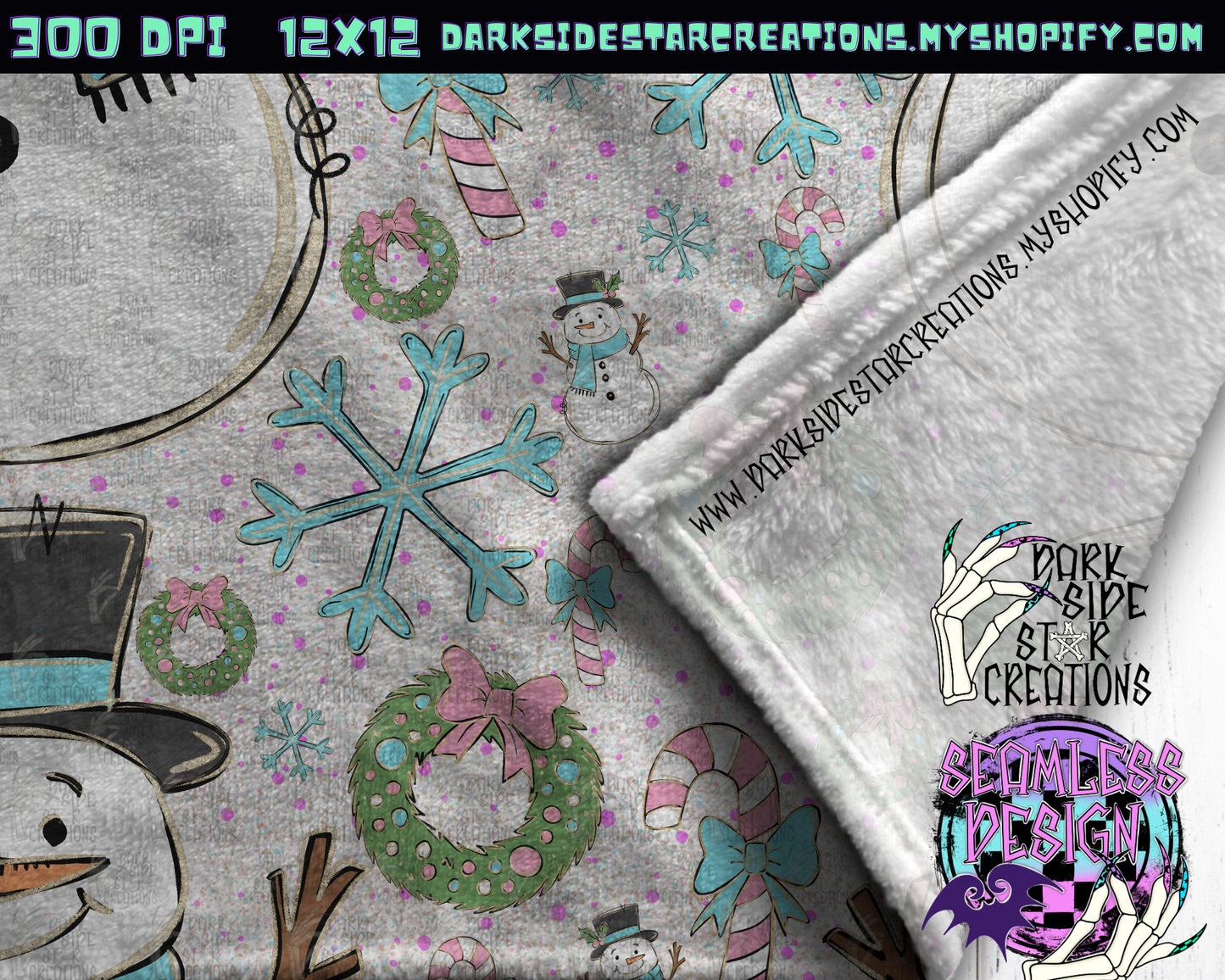 Pastel Snowman Seamless Design PNG | 300 DPI | 12X12 | Seamless | PNG | Digital Files Only (1)