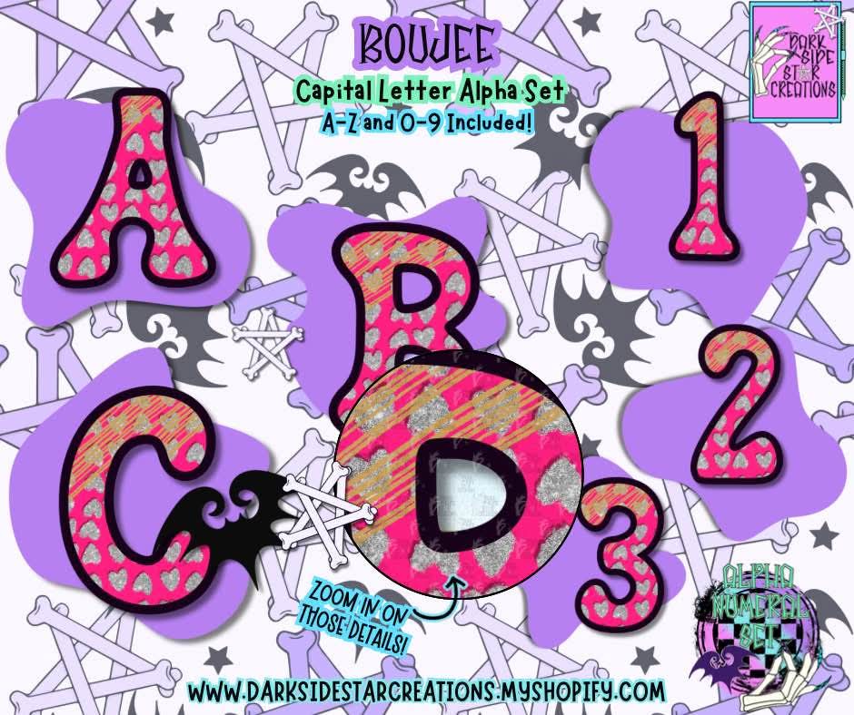 Pink Boujee Alpha/Numeral Set | 300 DPI | Transparent PNG | Alpha Numeral Set| A-Z Included | Uppercase | 0-9 Included | (36 Included)