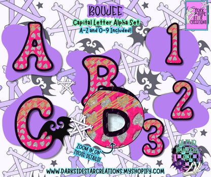 Pink Boujee Alpha/Numeral Set | 300 DPI | Transparent PNG | Alpha Numeral Set| A-Z Included | Uppercase | 0-9 Included | (36 Included)