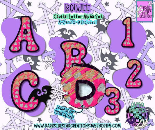 Pink Boujee Alpha/Numeral Set | 300 DPI | Transparent PNG | Alpha Numeral Set| A-Z Included | Uppercase | 0-9 Included | (36 Included)