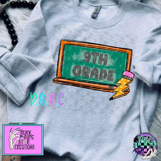 Back To School Chalkboard 9th Grade Only PNG | 300 DPI | PNG | Digital Files Only