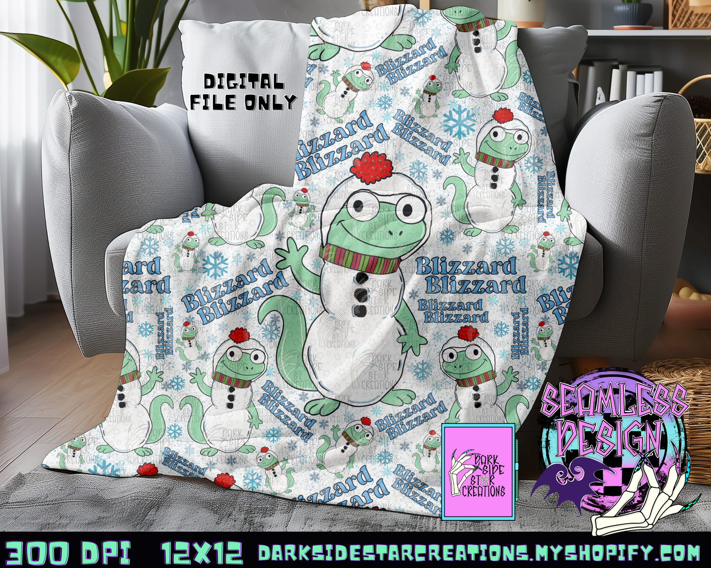 Blizzard Blizzard Seamless Design PNG | 300 DPI | 12X12 | Seamless | PNG | Digital Files Only (1)