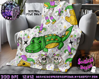 Skellie Mardi Gras Transparent Seamless Design PNG | 300 DPI | 12X12 | Seamless | PNG | Digital Files Only (1)