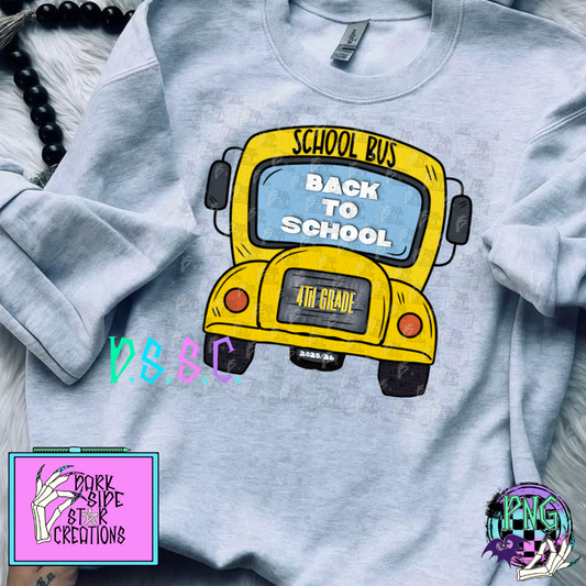 Back To School Bus 4th Grade Only PNG | 300 DPI | PNG | Digital Files Only (1)