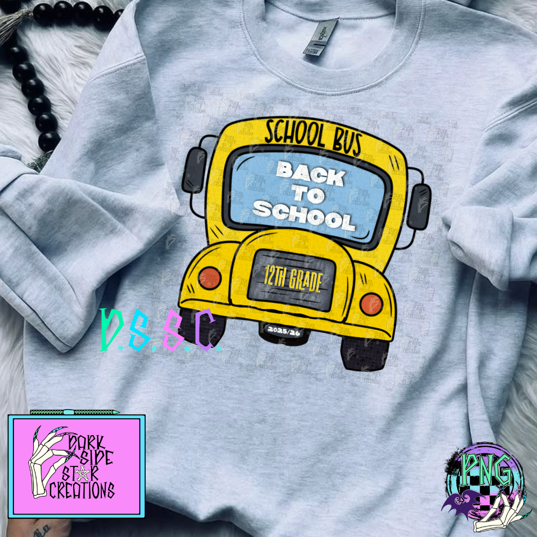 Back To School Bus 12th Grade Only PNG | 300 DPI | PNG | Digital Files Only (1)