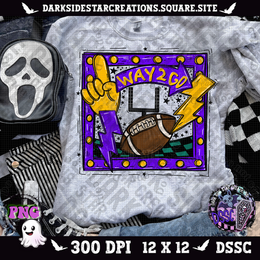 Sporty Football Frame Way To Go PNG | 300 DPI | PNG | Digital File Only (Includes 4 Designs)