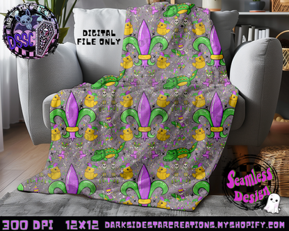 Skellie Mardi Gras Grunge Seamless Design PNG | 300 DPI | 12X12 | Seamless | PNG | Digital Files Only (1)