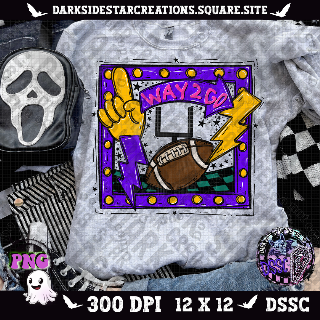 Sporty Football Frame Way To Go PNG | 300 DPI | PNG | Digital File Only (Includes 4 Designs)