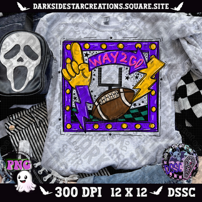 Sporty Football Frame Way To Go PNG | 300 DPI | PNG | Digital File Only (Includes 4 Designs)