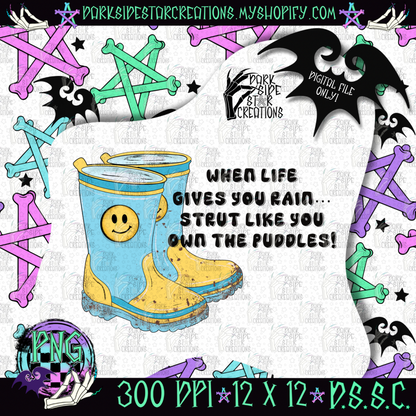When Life Gives You Rain Blue  Boot PNG | 300 DPI | PNG | Digital Files Only (1)