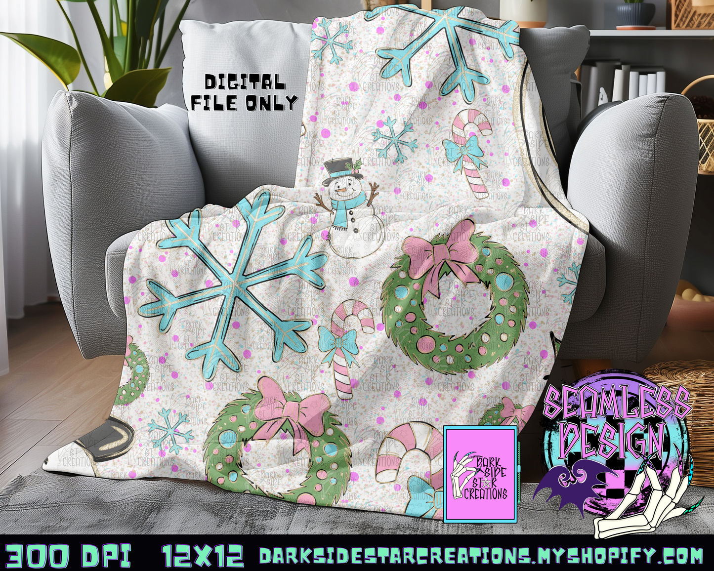 Pastel Snowman Seamless Design PNG | 300 DPI | 12X12 | Seamless | PNG | Digital Files Only (1)
