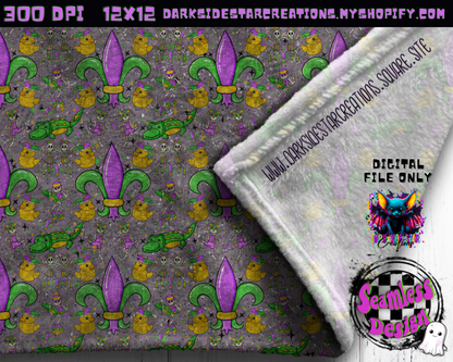 Skellie Mardi Gras Grunge Seamless Design PNG | 300 DPI | 12X12 | Seamless | PNG | Digital Files Only (1)