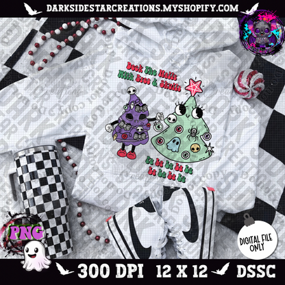 Deck The Halls With Eyes & Skulls PNG | 300 DPI | PNG | Digital Files Only (2 Versions Included)