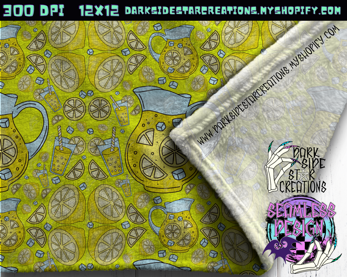 Lemonade Seamless Design PNG | 300 DPI | 12X12 | Seamless | PNG | Digital Files Only (1)