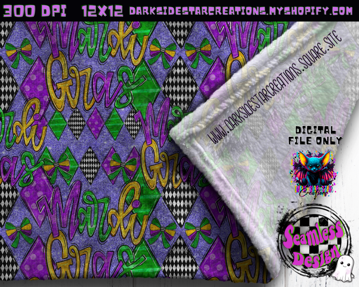 Mardi Gras Seamless Plain Design PNG | 300 DPI | 12X12 | Seamless | PNG | Digital Files Only (1)