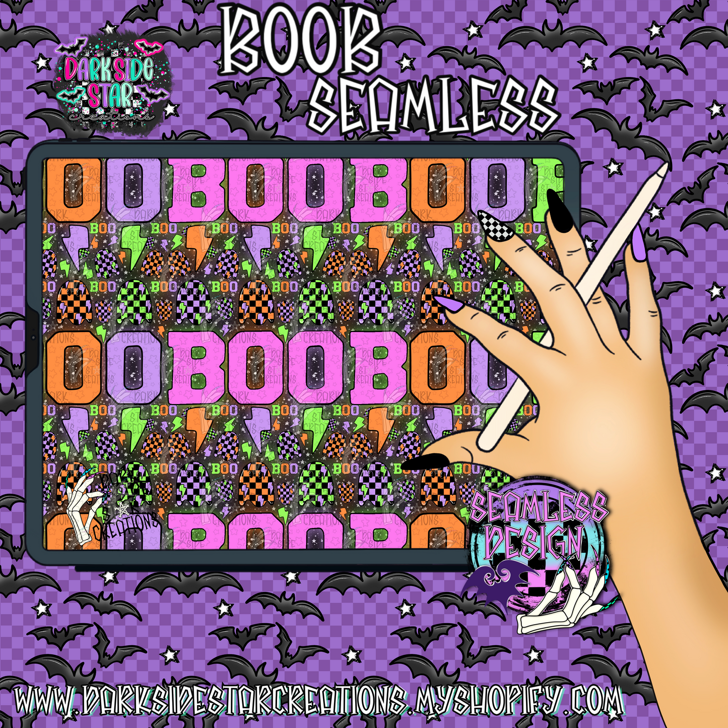 Neon Nightmares Collab With Mystic Moon Digitals | Collab | 300 DPI | PNG | Seamless | Tumbler Digital Files Only