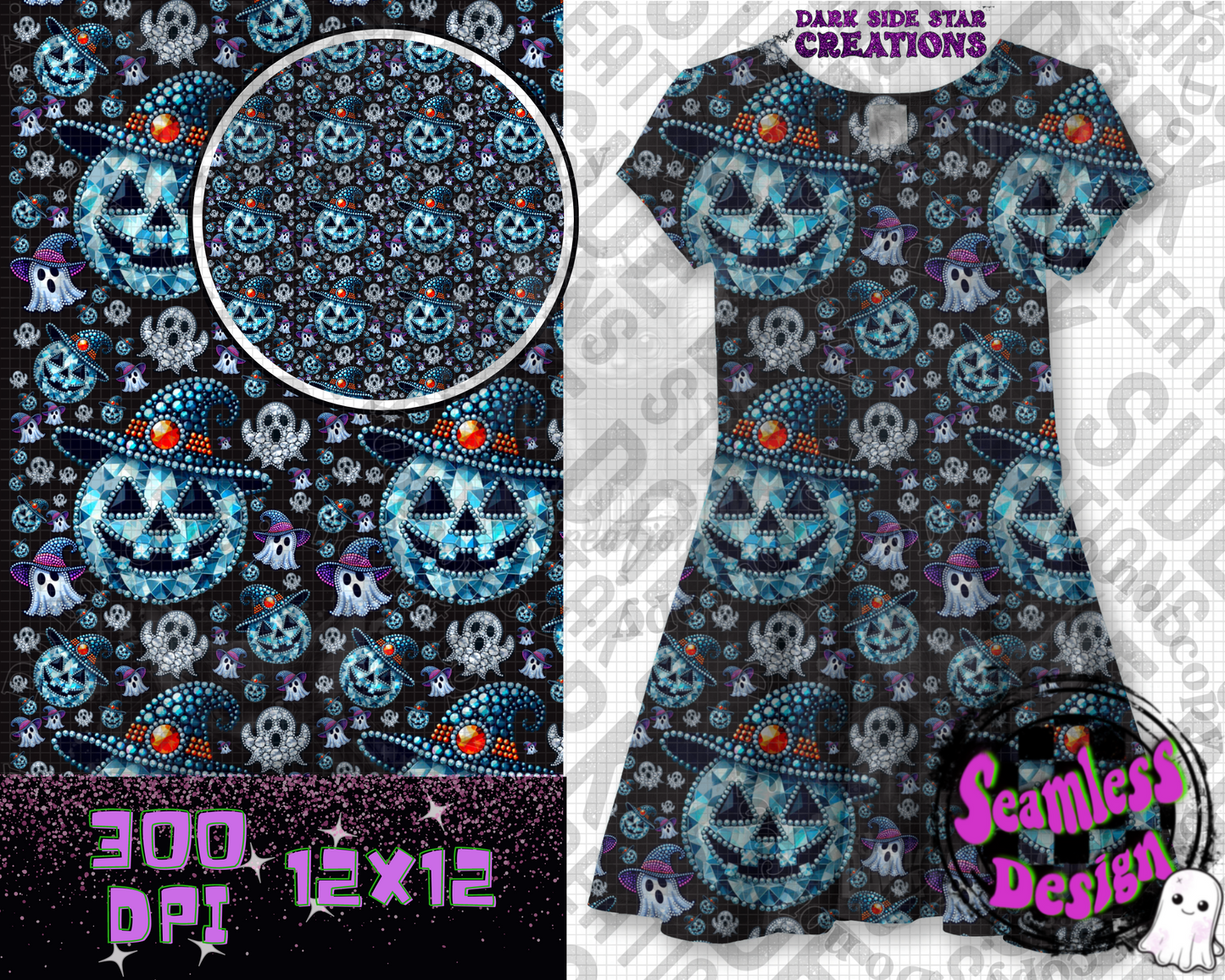 Boo-gie Bling Seamless Design PNG | 300 DPI | 12X12 | Seamless | PNG | Digital Files Only (2 Sizes Included))