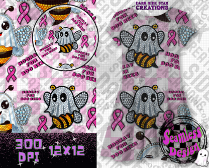 Hooray For Boo-Bees Seamless Design PNG | 300 DPI | 12X12 | Seamless | PNG | Digital Files Only (2 Sizes Included)