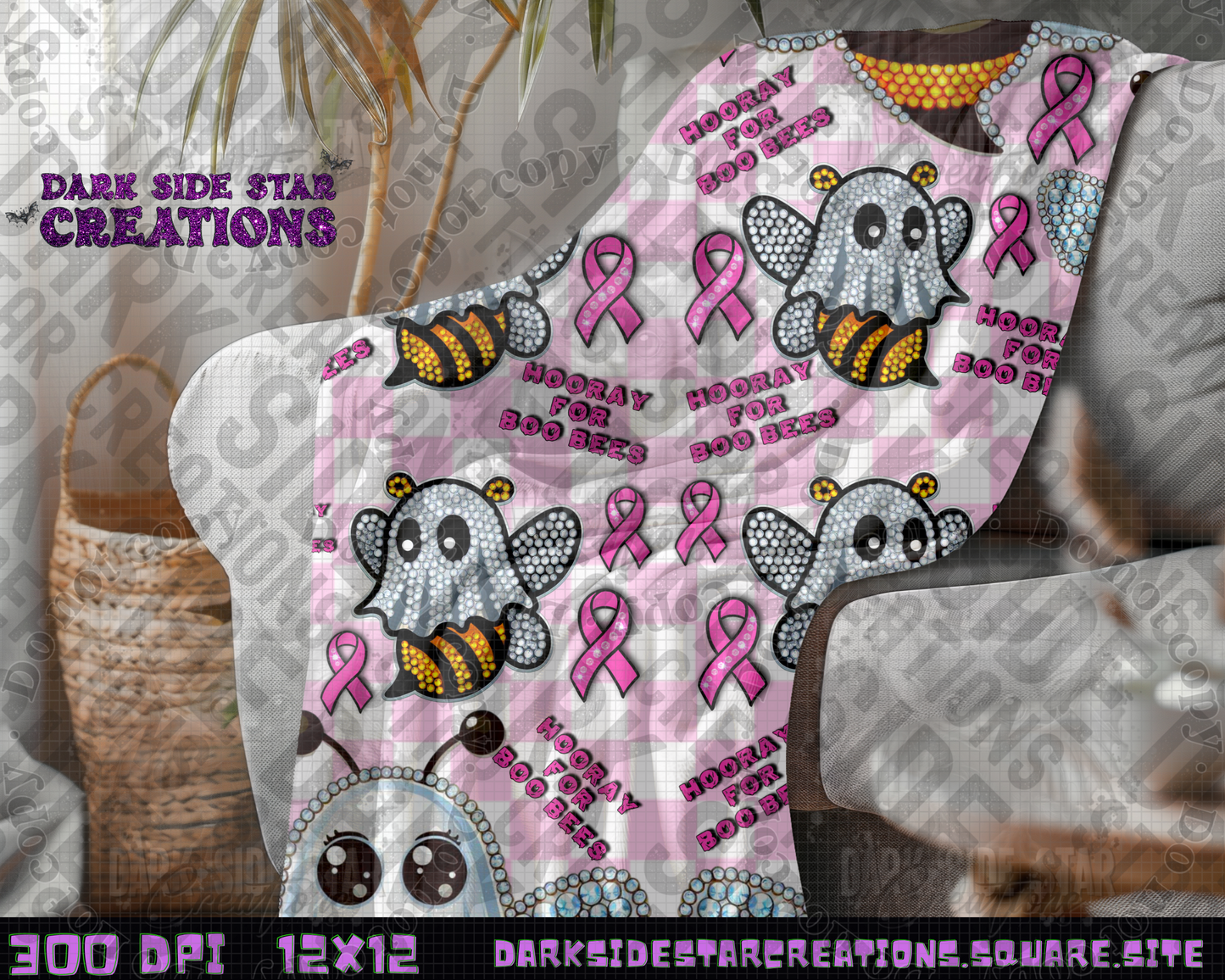 Hooray For Boo-Bees Seamless Design PNG | 300 DPI | 12X12 | Seamless | PNG | Digital Files Only (2 Sizes Included)
