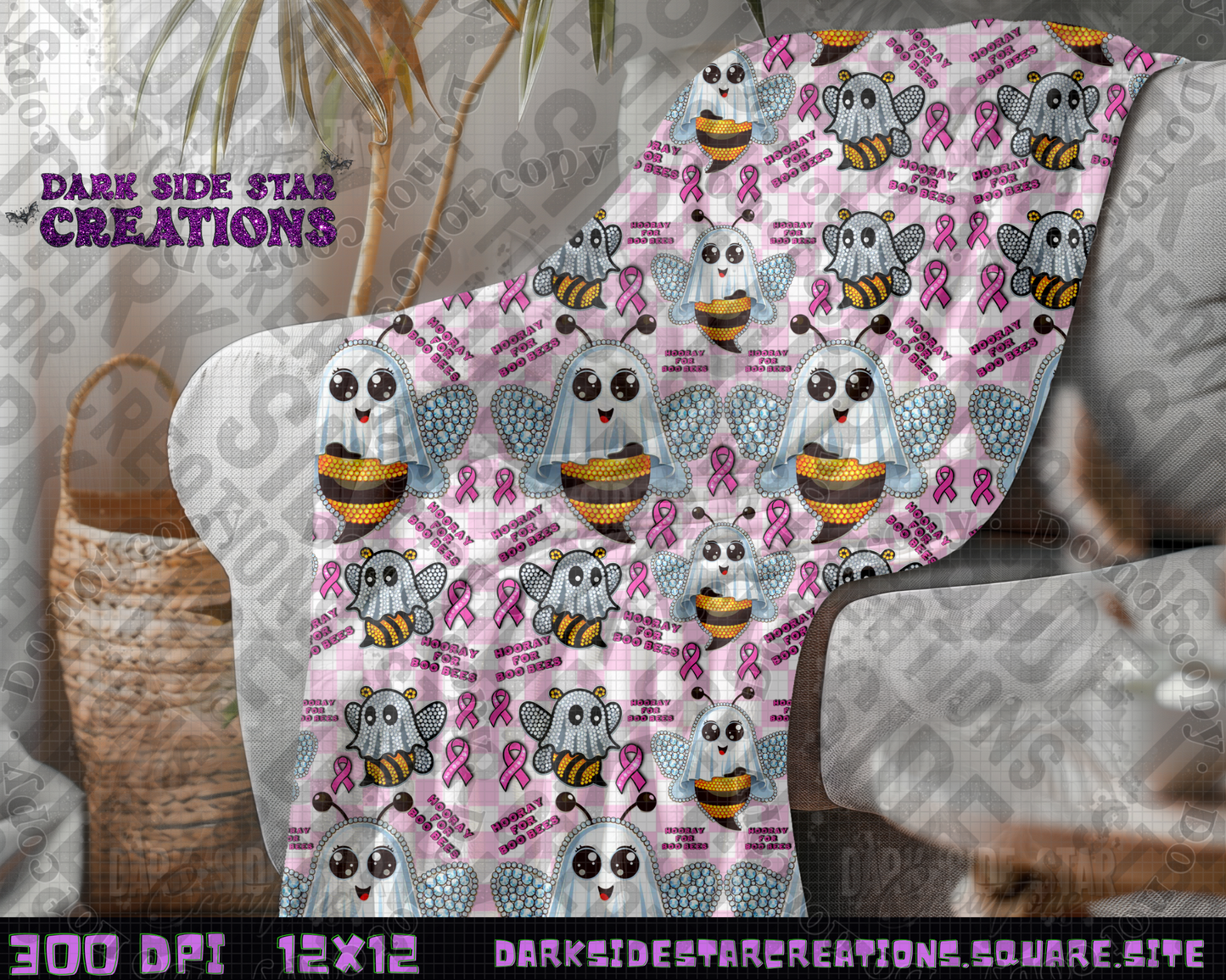 Hooray For Boo-Bees Seamless Design PNG | 300 DPI | 12X12 | Seamless | PNG | Digital Files Only (2 Sizes Included)