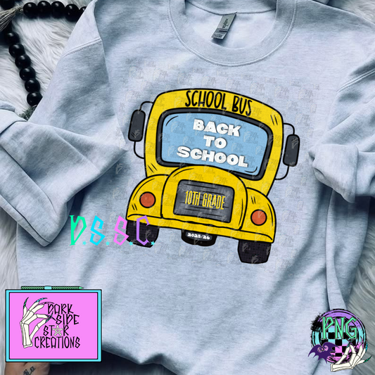 Back To School Bus 10th Grade Only PNG | 300 DPI | PNG | Digital Files Only (1)