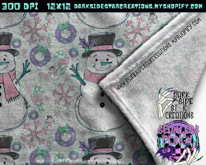 Pastel Snowman Seamless V2 Design PNG | 300 DPI | 12X12 | Seamless | PNG | Digital Files Only (1)