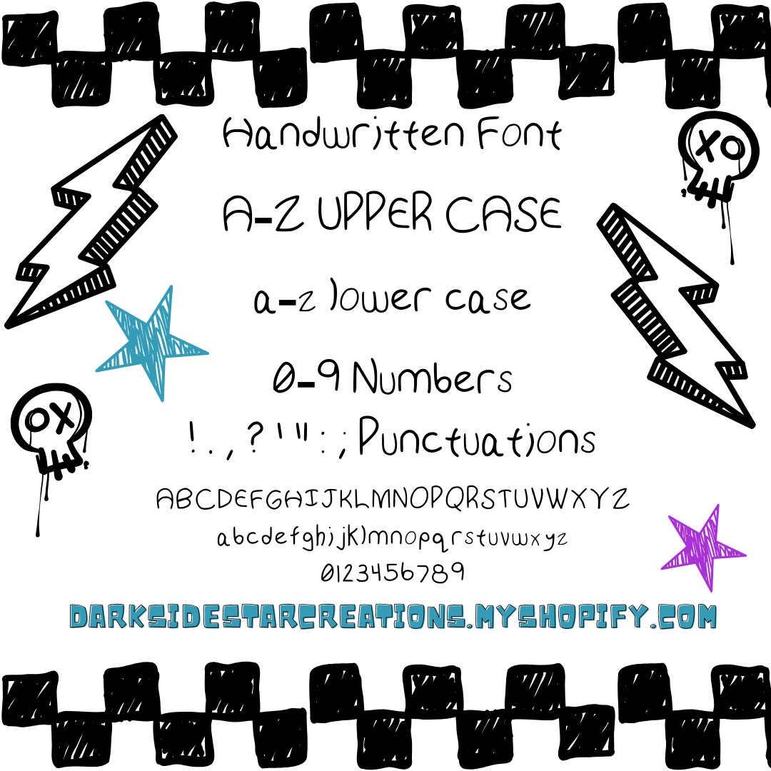 Craleb Hand Drawn Font By DSSC 72 Characters Included Digital File Only OTF