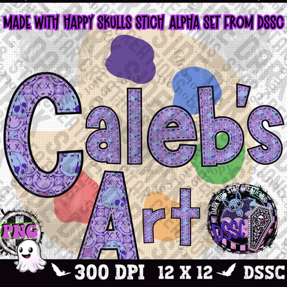 Happy Skull Stched Alpha Set | 300 DPI | Transparent PNG | Clipart & Elements | Alpha Set | A-Z Included | Uppercase | Lowercase |(52 Included)