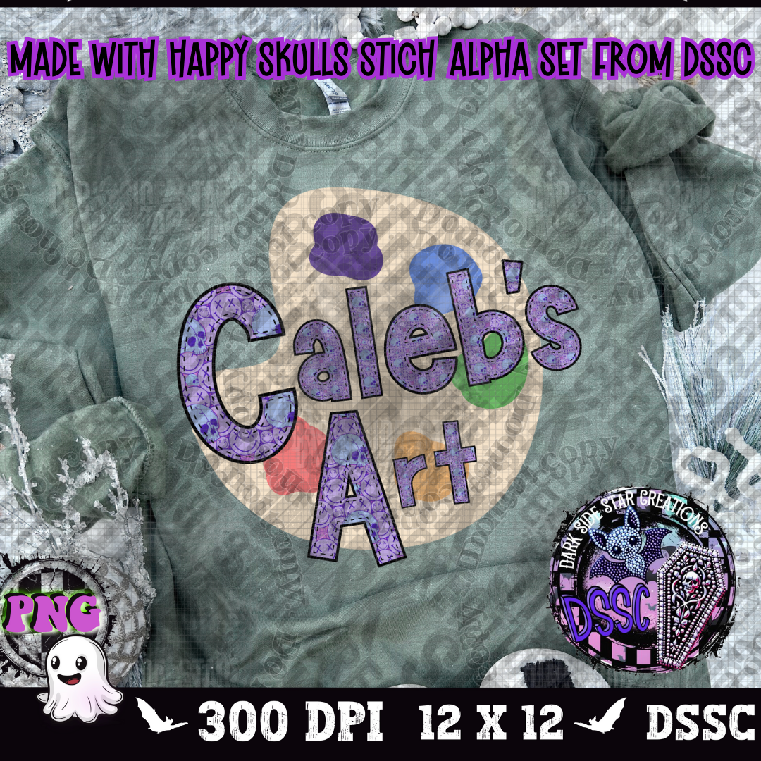 Happy Skull Stched Alpha Set | 300 DPI | Transparent PNG | Clipart & Elements | Alpha Set | A-Z Included | Uppercase | Lowercase |(52 Included)