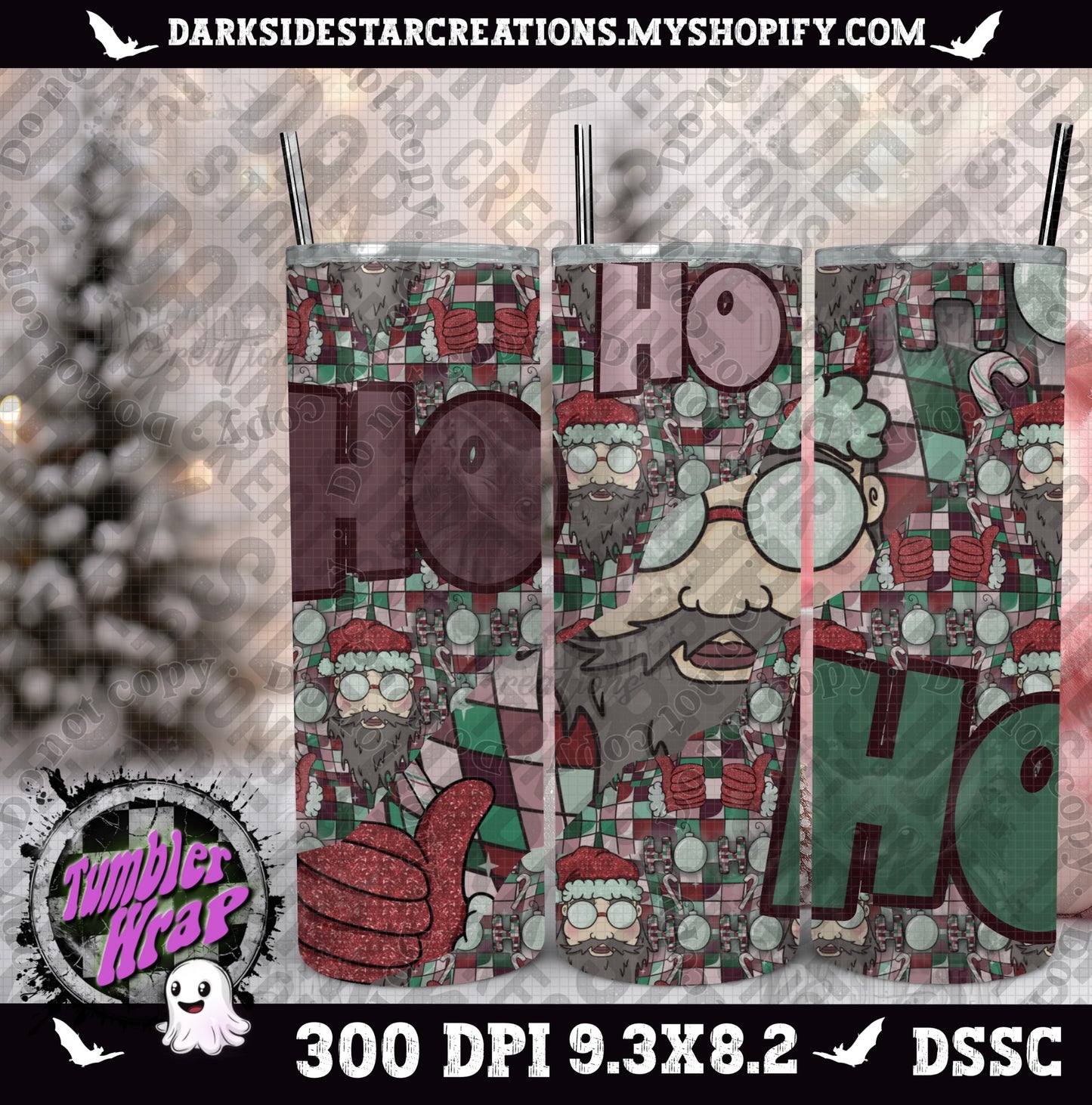 Ho Ho Ho Tumbler Wrap Design PNG | 300 DPI | Tumbler Wrap | PNG | Digital Files Only (1)