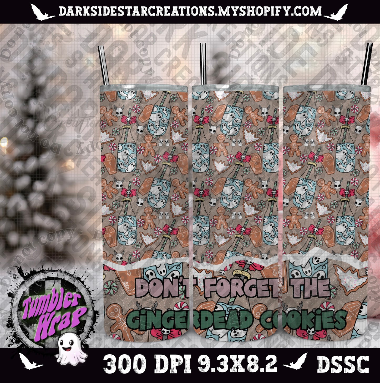 Ginger Dead Cookies Tumbler Wrap Design PNG | 300 DPI | Tumbler Wrap | PNG | Digital Files Only (1)