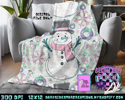 Pastel Snowman Seamless V2 Design PNG | 300 DPI | 12X12 | Seamless | PNG | Digital Files Only (1)