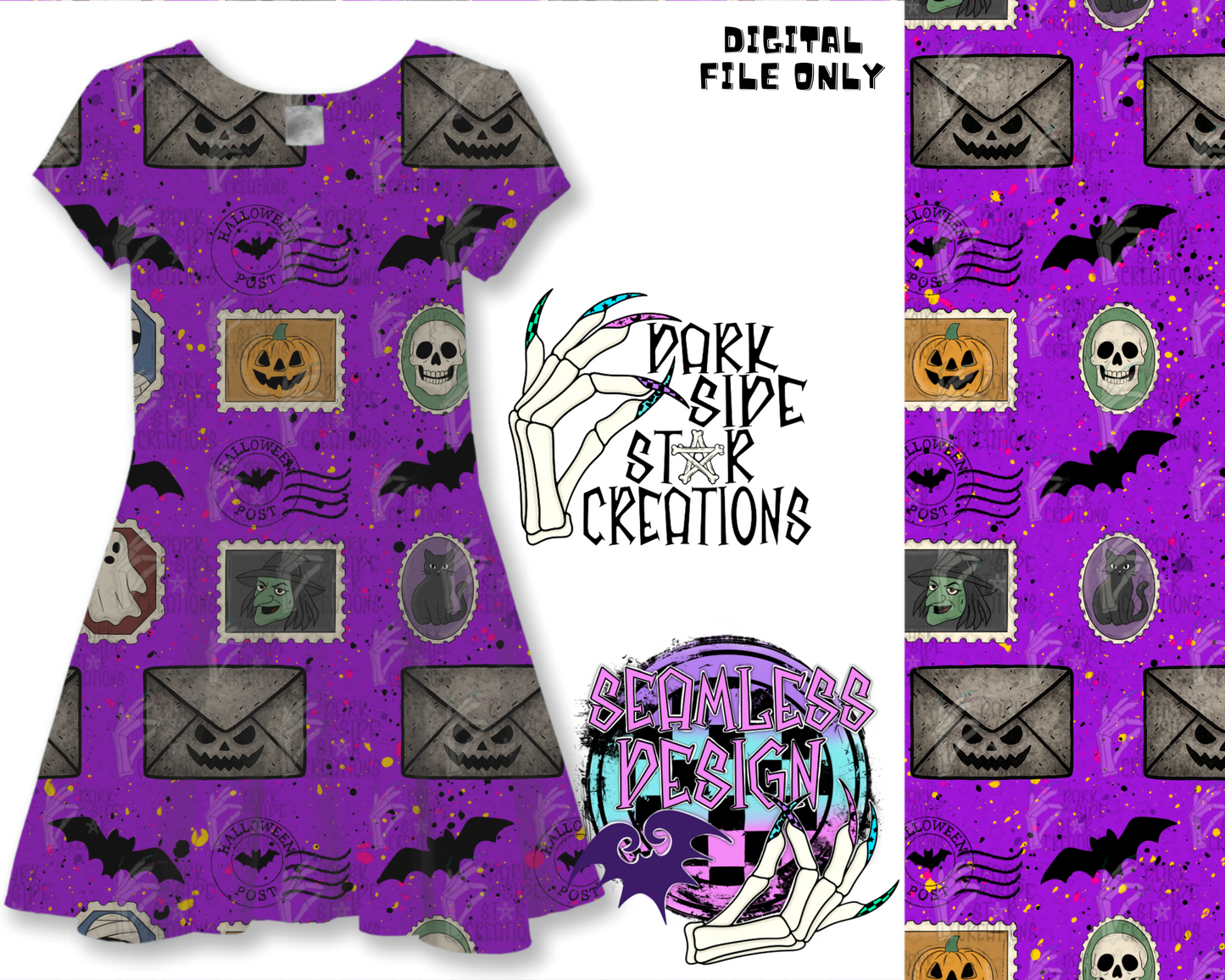 Ghoul Mail Seamless Design PNG | 300 DPI | 12X12 | Seamless | PNG | Digital Files Only (2 sizes included)