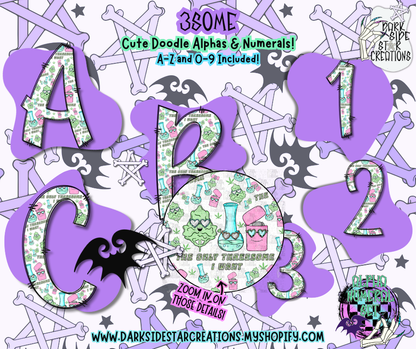 3Some Cute Doodle Alpha/Numeral Set | 300 DPI | Transparent PNG | Alpha Numeral Set| A-Z Included | Uppercase | 0-9 Included | (36 Included)