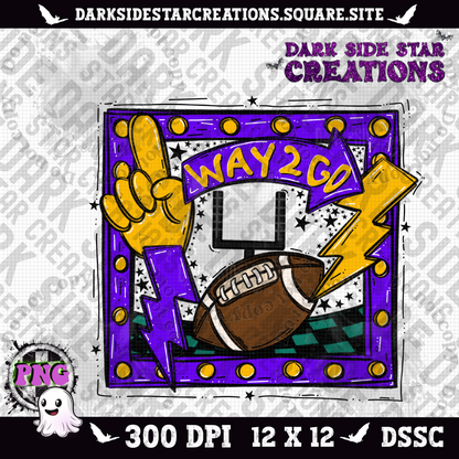 Sporty Football Frame Way To Go PNG | 300 DPI | PNG | Digital File Only (Includes 4 Designs)