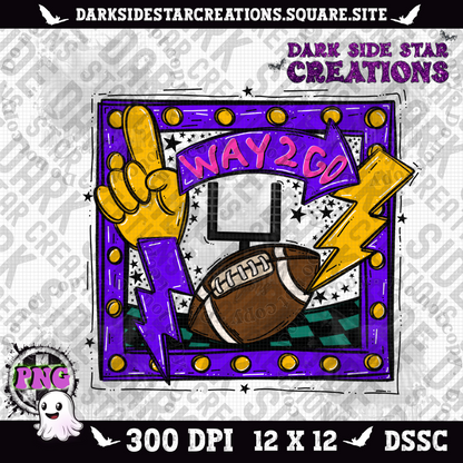 Sporty Football Frame Way To Go PNG | 300 DPI | PNG | Digital File Only (Includes 4 Designs)