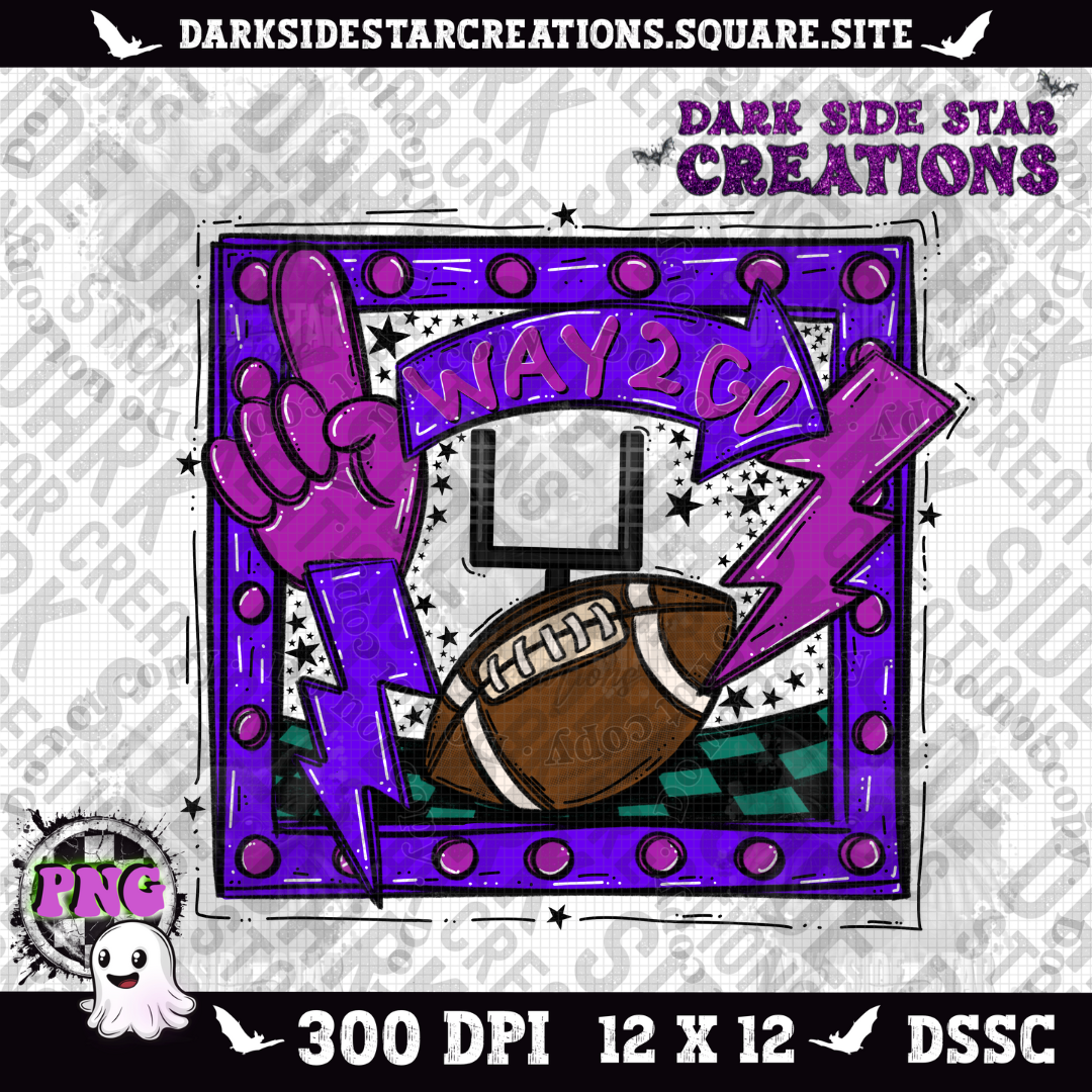 Sporty Football Frame Way To Go PNG | 300 DPI | PNG | Digital File Only (Includes 4 Designs)