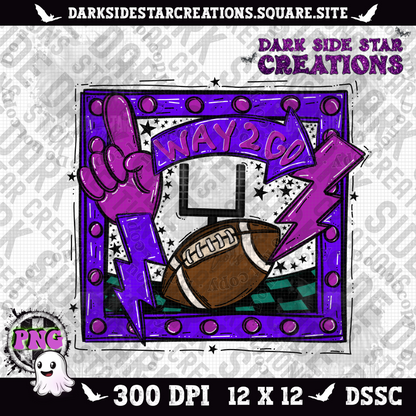 Sporty Football Frame Way To Go PNG | 300 DPI | PNG | Digital File Only (Includes 4 Designs)