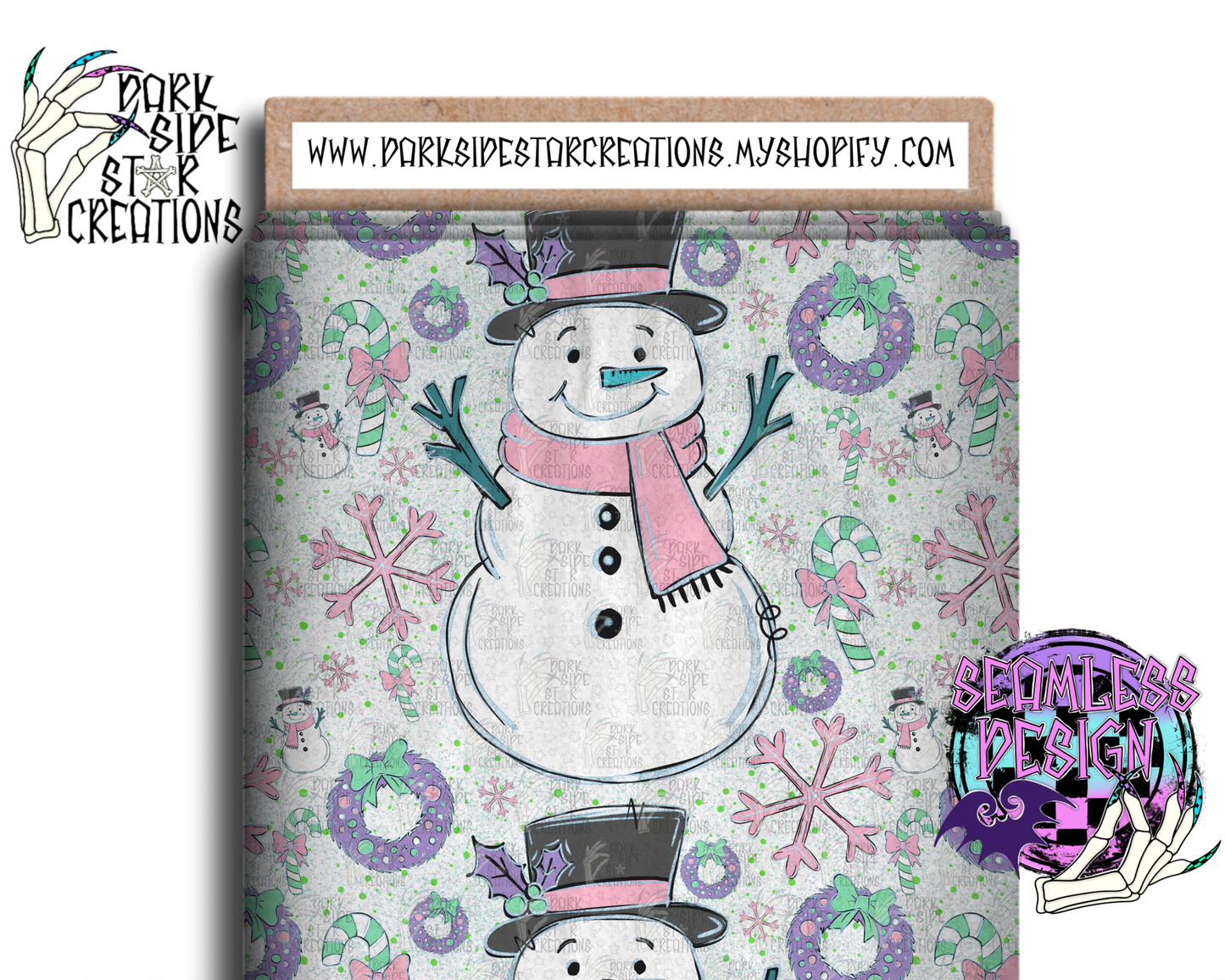 Pastel Snowman Seamless V2 Design PNG | 300 DPI | 12X12 | Seamless | PNG | Digital Files Only (1)