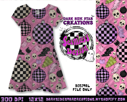 Emo Christmas Seamless Bubblegum Pink Designs PNG | 300 DPI | 12X12 | Seamless | PNG | Digital Files Only ( 3 Sizes Included)
