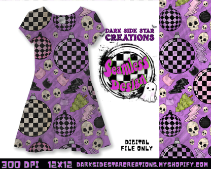 Emo Christmas Seamless Purple Designs PNG | 300 DPI | 12X12 | Seamless | PNG | Digital Files Only ( 3 Sizes Included)
